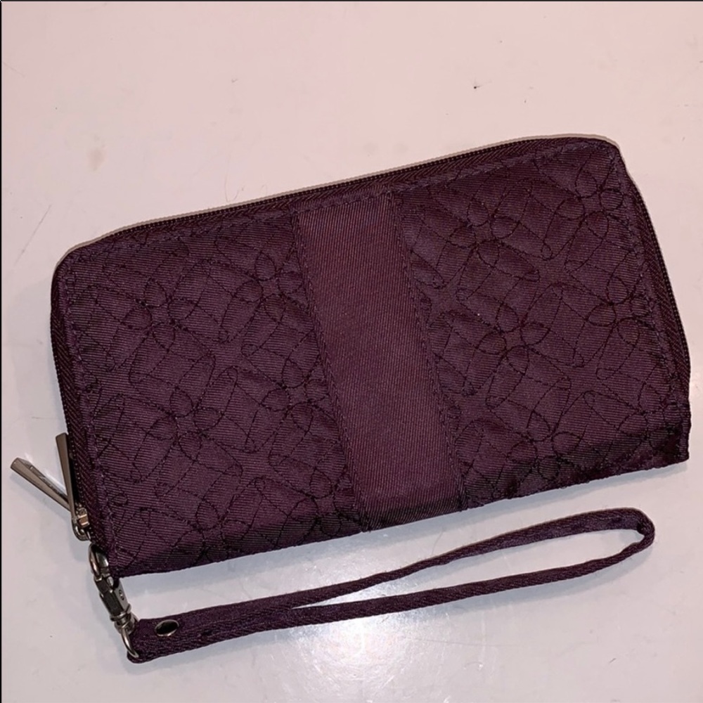 Travelon Purple Double Zip Around Wallet Wristlet